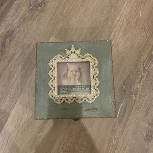 Distressed blue wood box